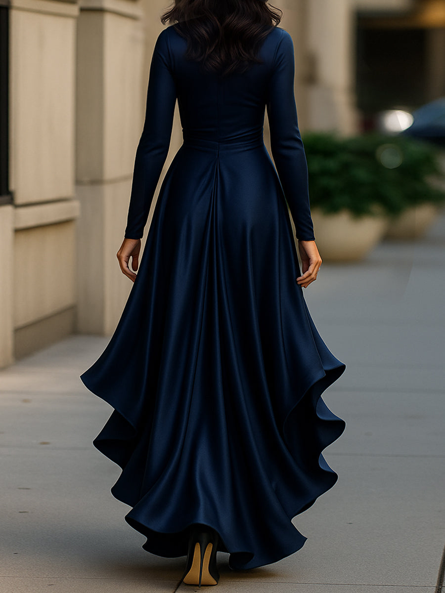 AliceLeon™ | Robe maxi en satin à volants