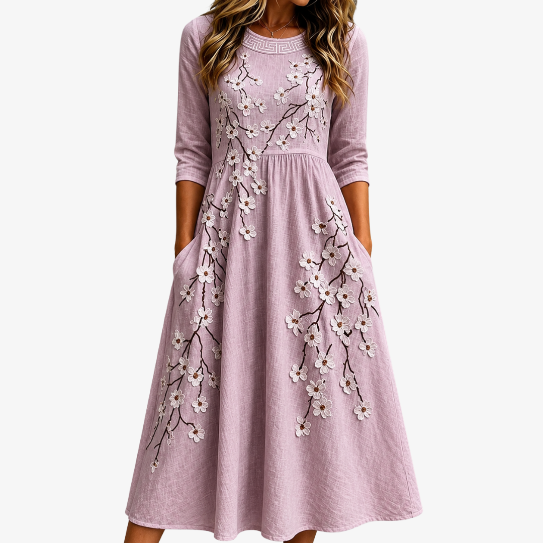Robe Midi Fleurie Blushing Orchard