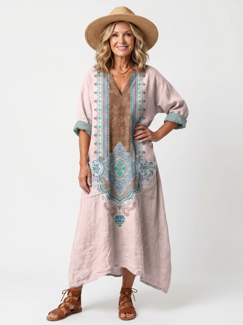 Kenza | Robe midi brodée