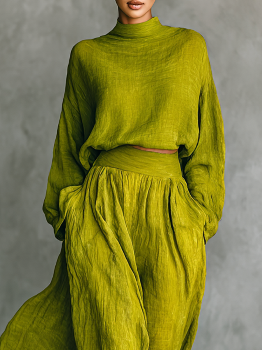 AliceLeon™ | Ensemble vert en coton et lin