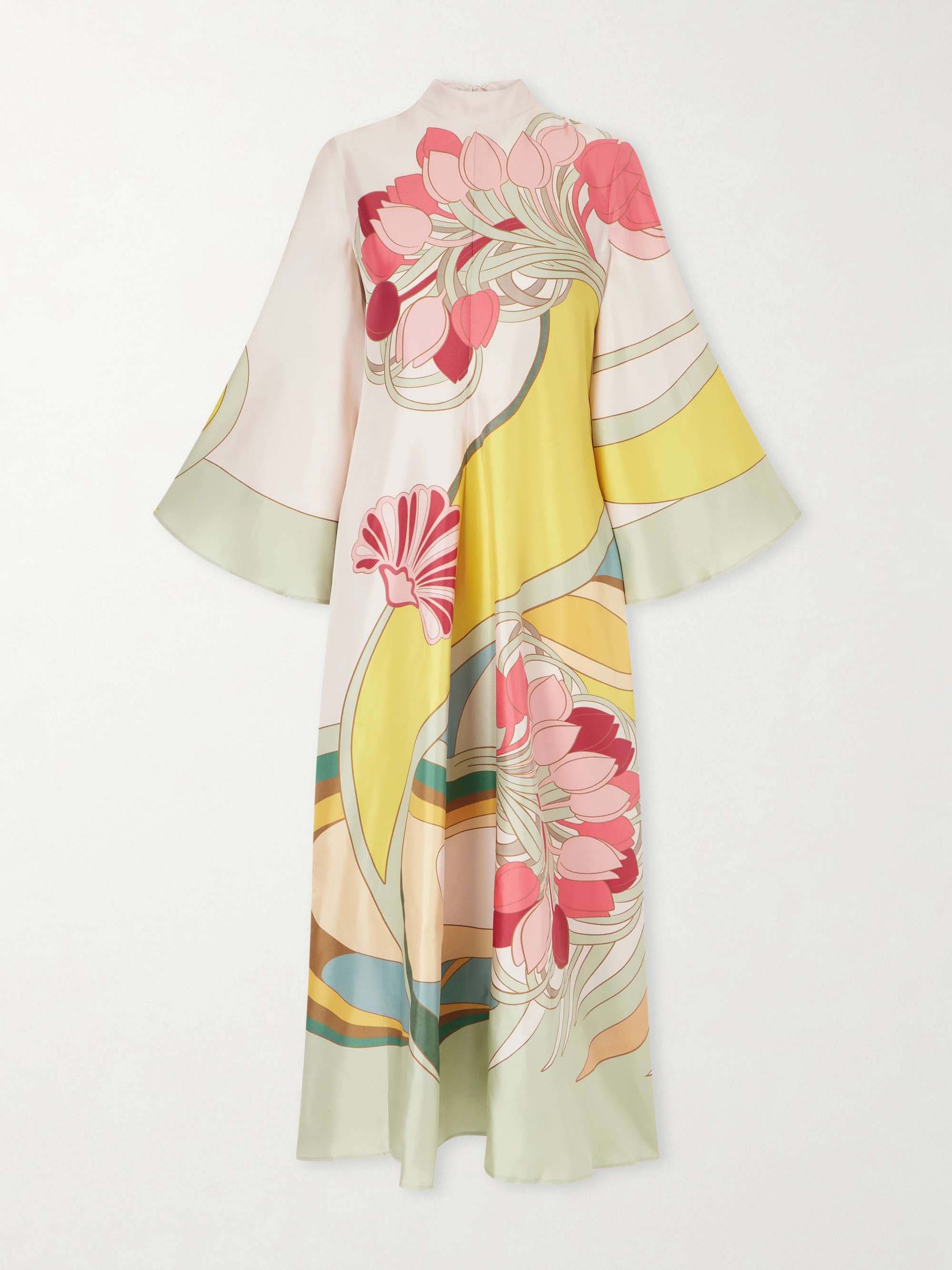 Robe maxi satinée fleurie