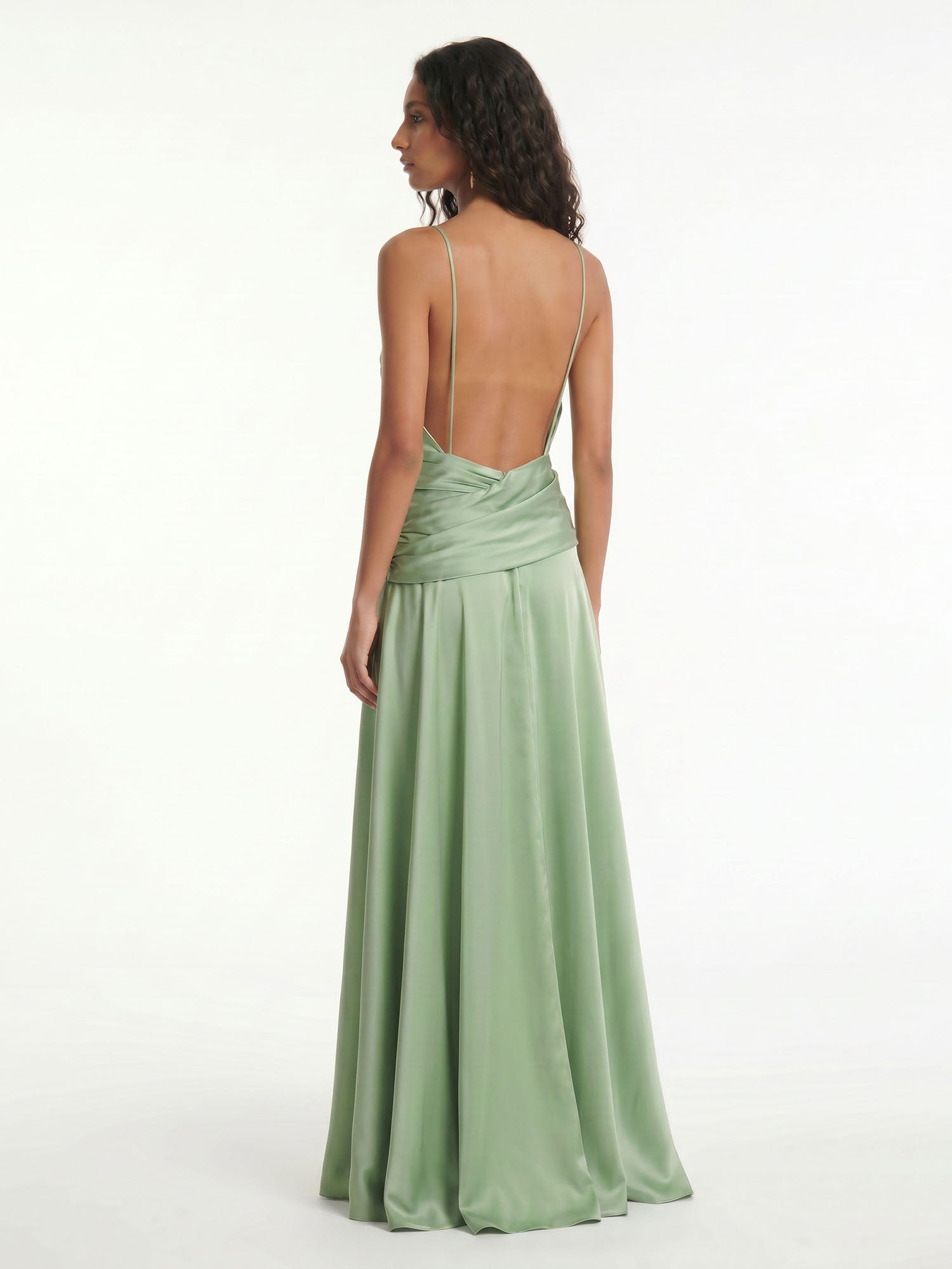 Sage Drape Halter Maxi Wrap Robe