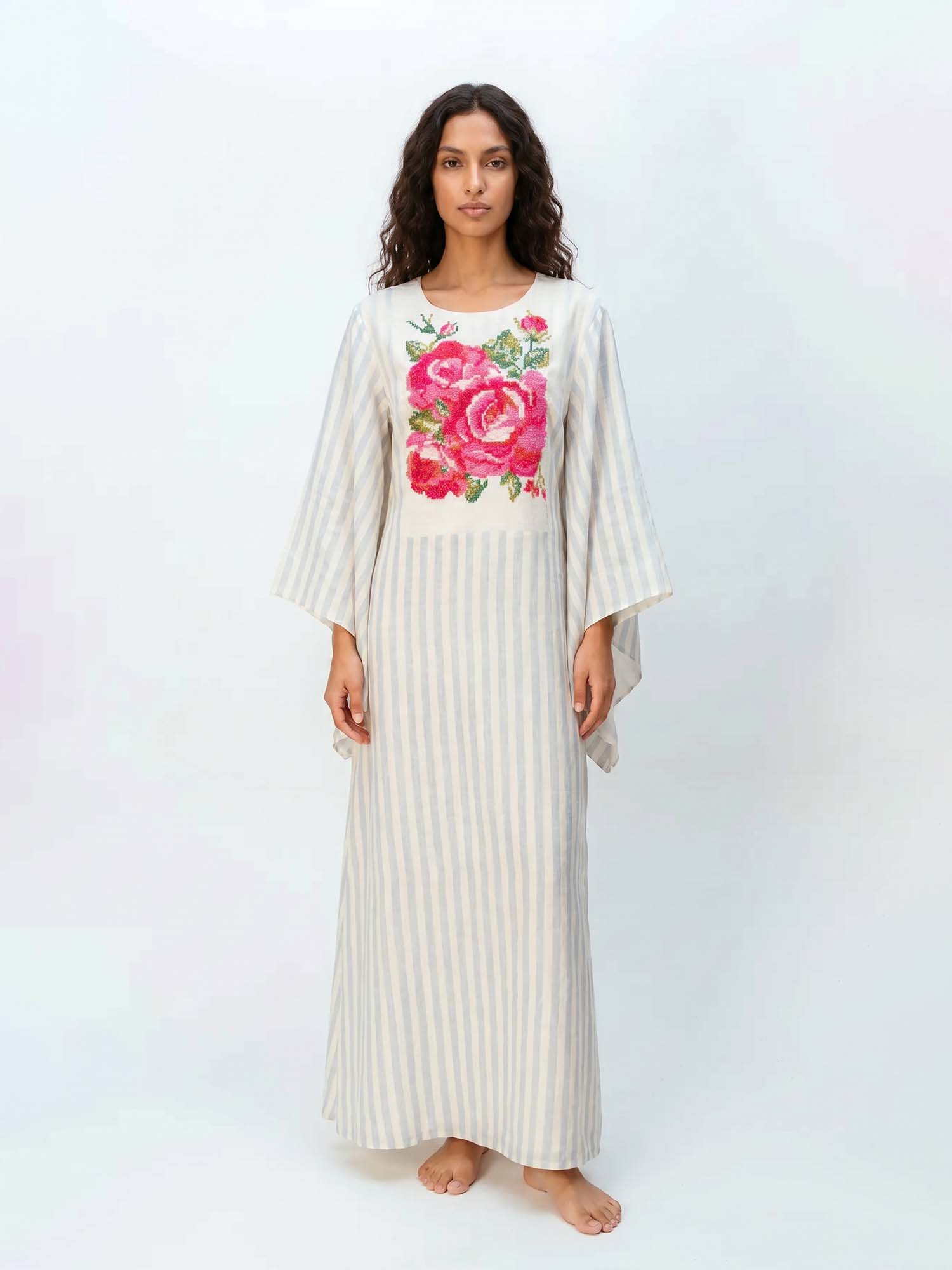 Robe Maxi Fleurie Rose Blush