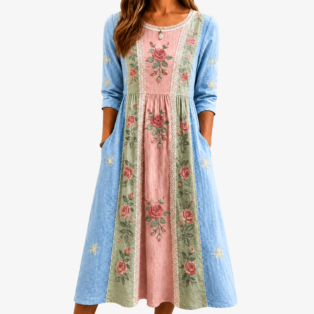 Robe Vintage Patchwork Jardin de Roses
