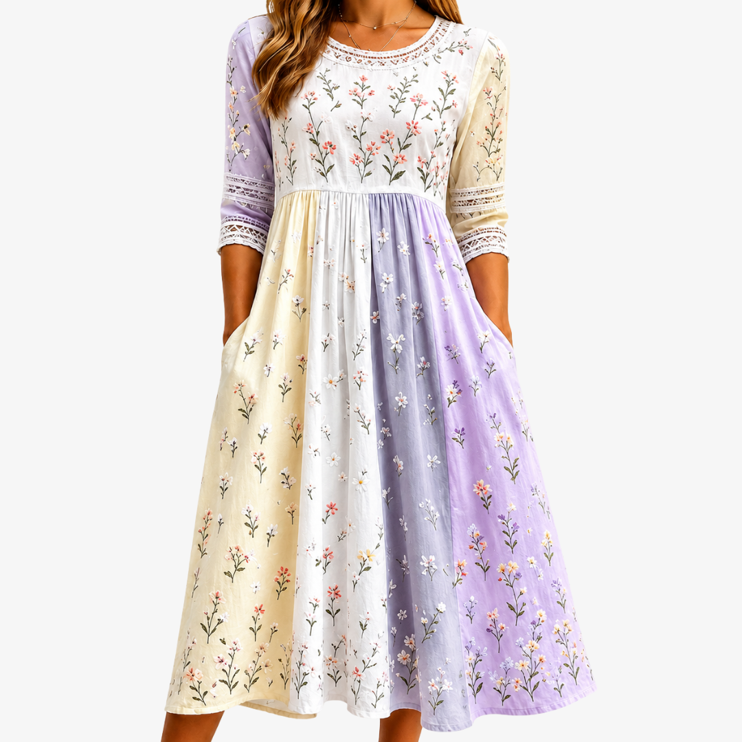 Robe Midi Patchwork Lavande