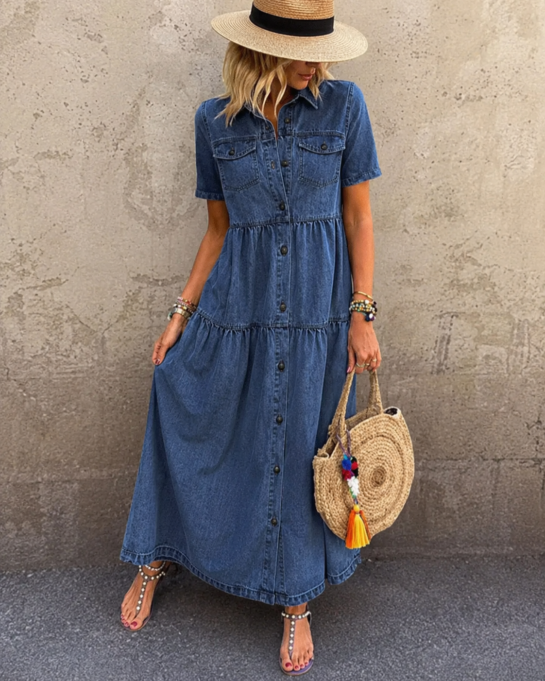 Grace | Robe Midi en Denim