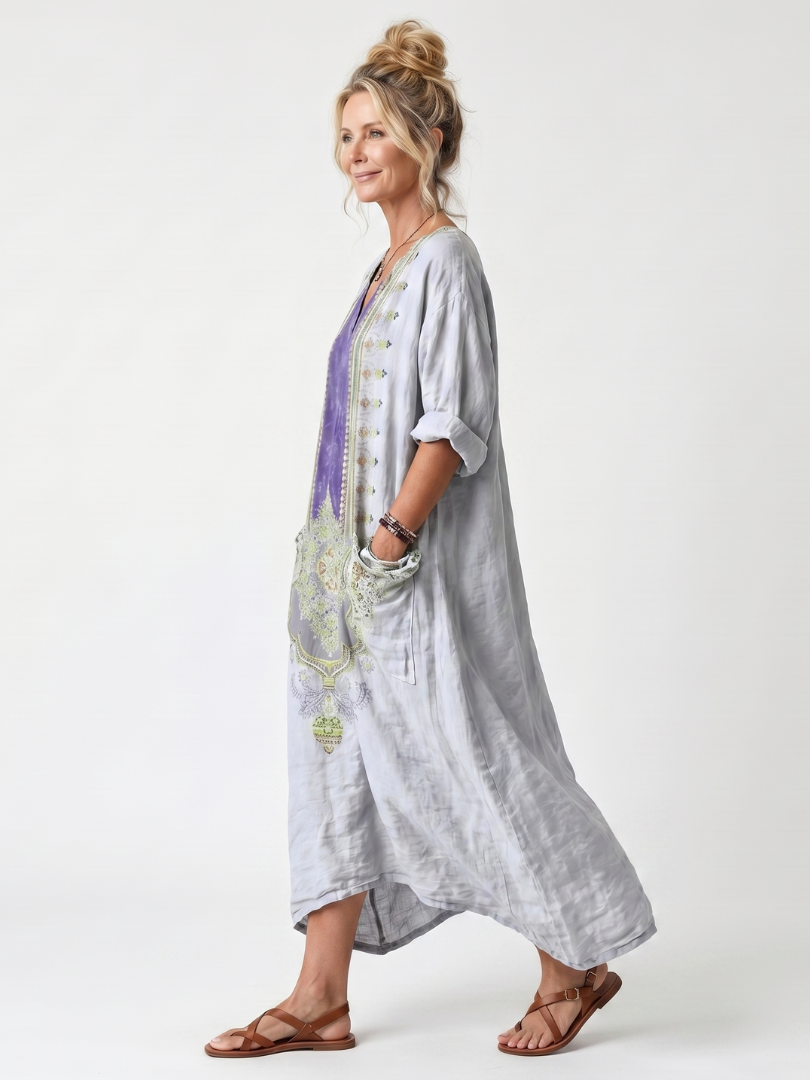 Raina | Robe midi brodée