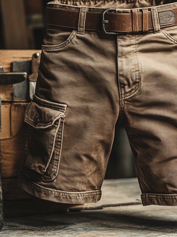 AliceLeon™ | Pantalon cargo court rétro avec poches multiples