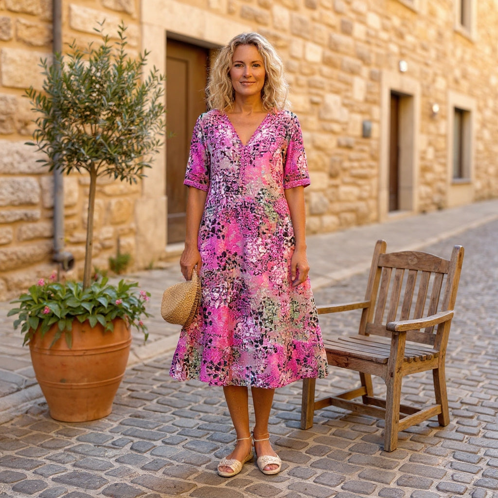 Rachel | Robe Midi Imprimée Élégante