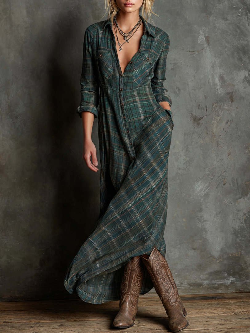 AliceLeon™ | Robe Maxi Rayée avec Col
