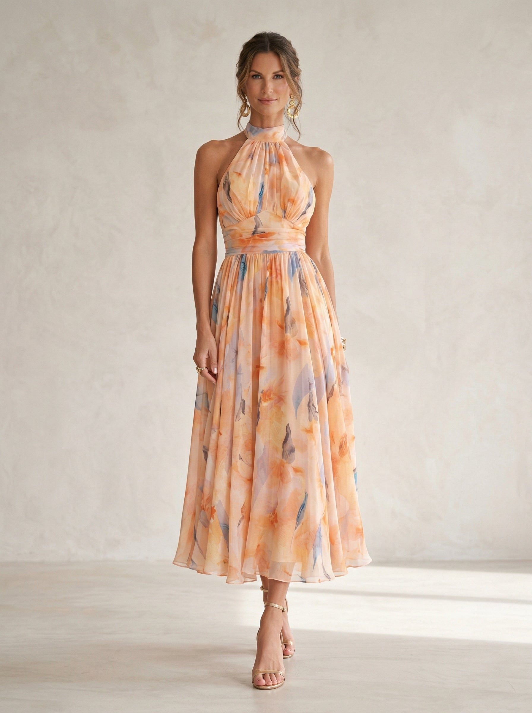 Esther™ | Robe Halter à Imprimé Aquarelle