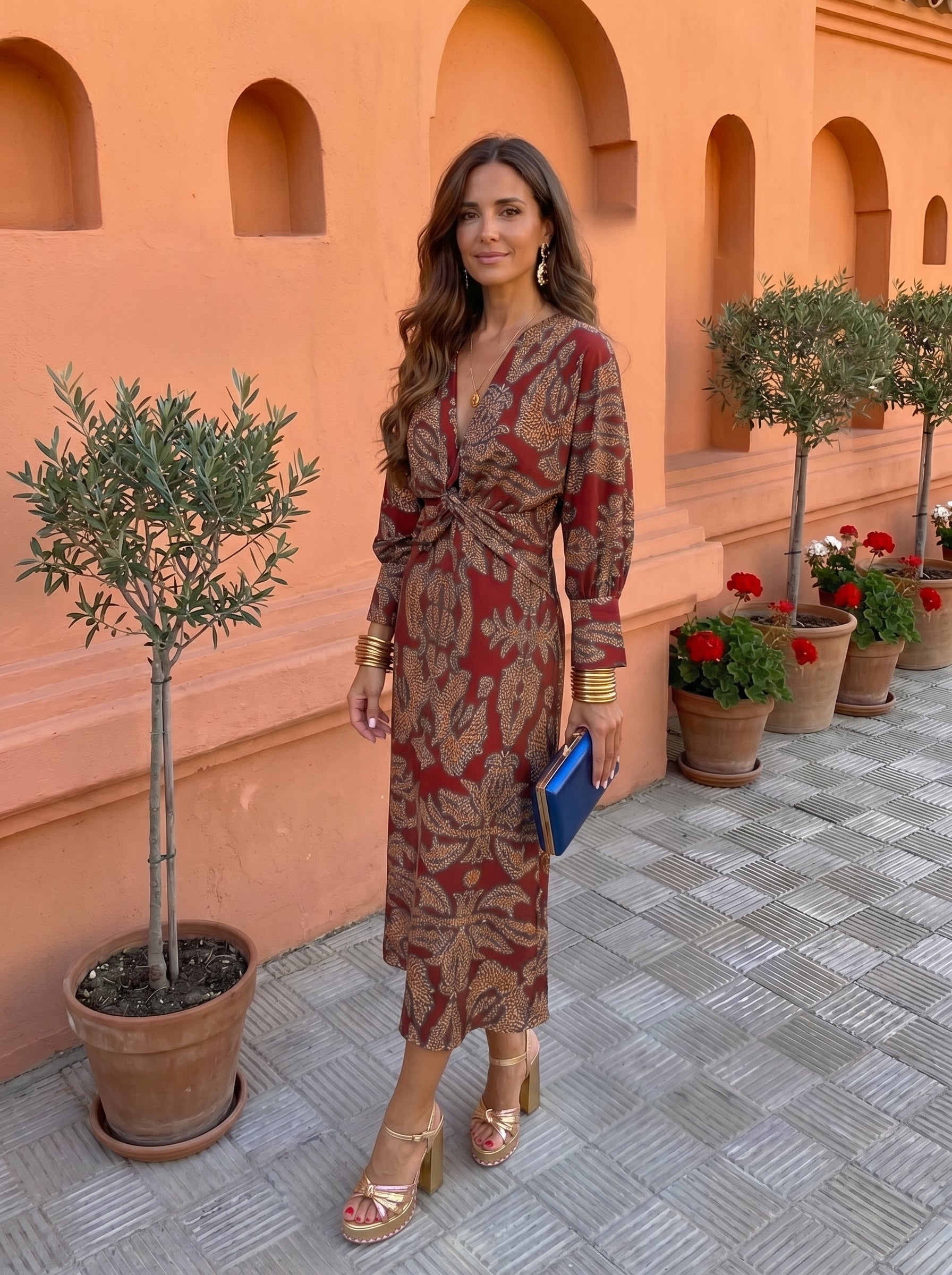 Robe midi à motifs