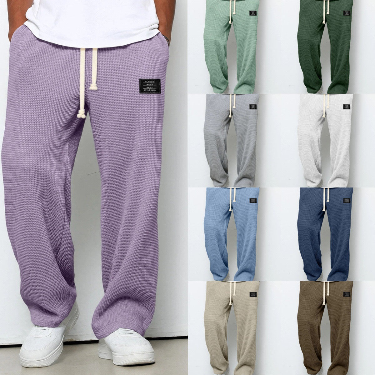 AliceLeon™ | Pantalon large à motif gaufré en nid d'abeille