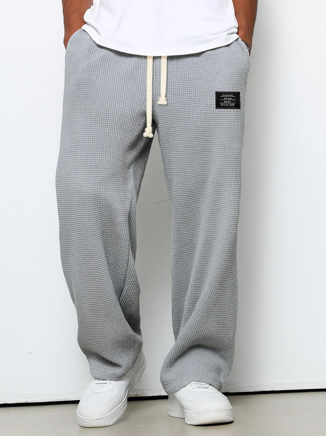 AliceLeon™ | Pantalon large à motif gaufré en nid d'abeille