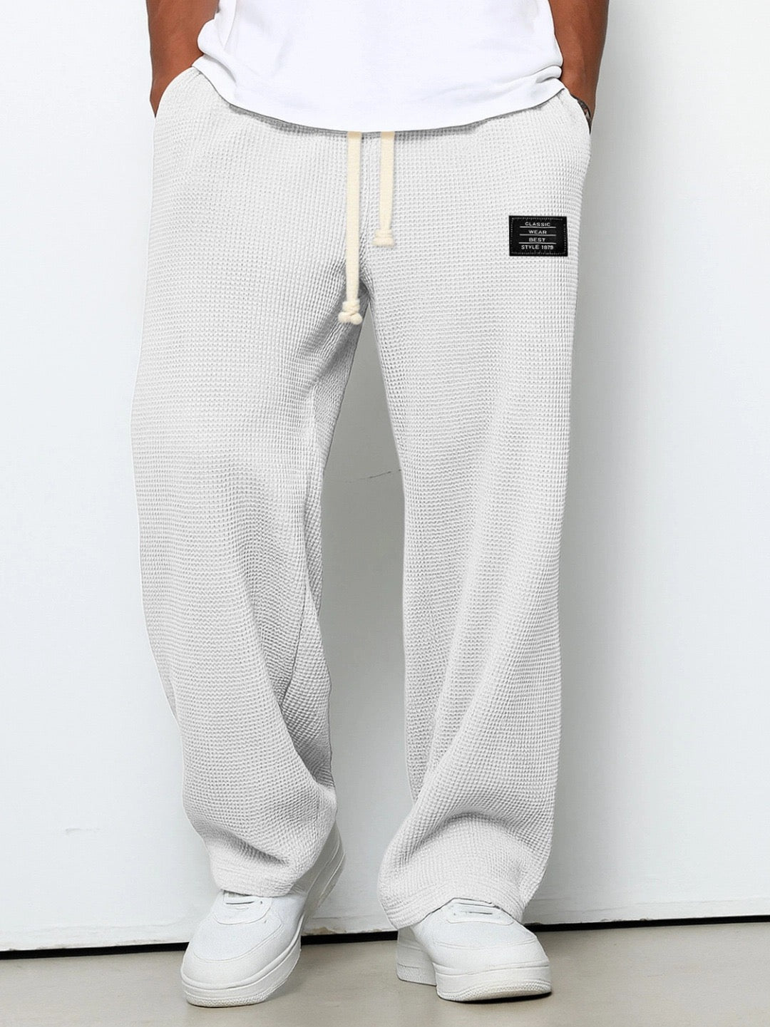 AliceLeon™ | Pantalon large à motif gaufré en nid d'abeille