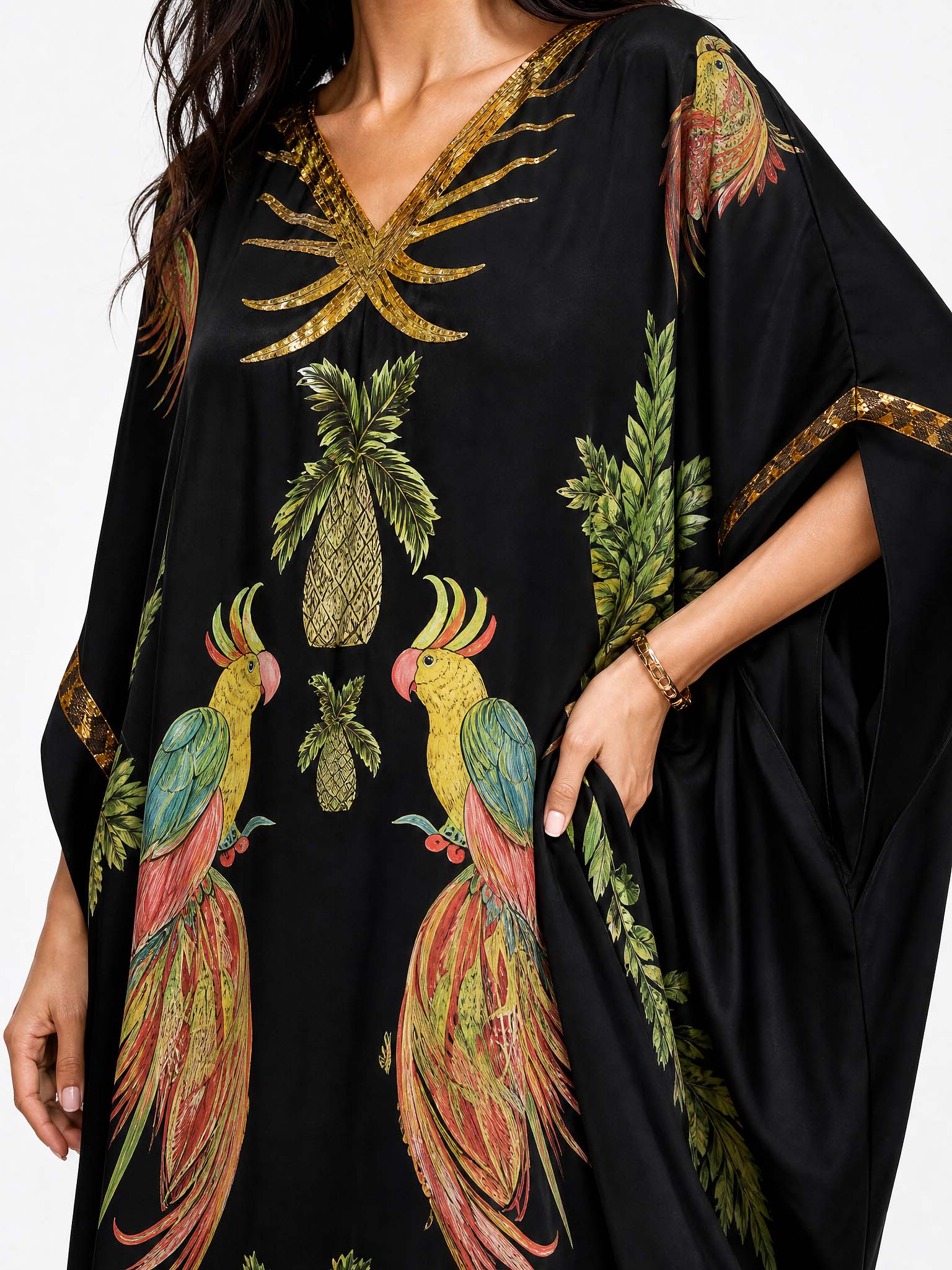 Robe palmier à épaule tombante