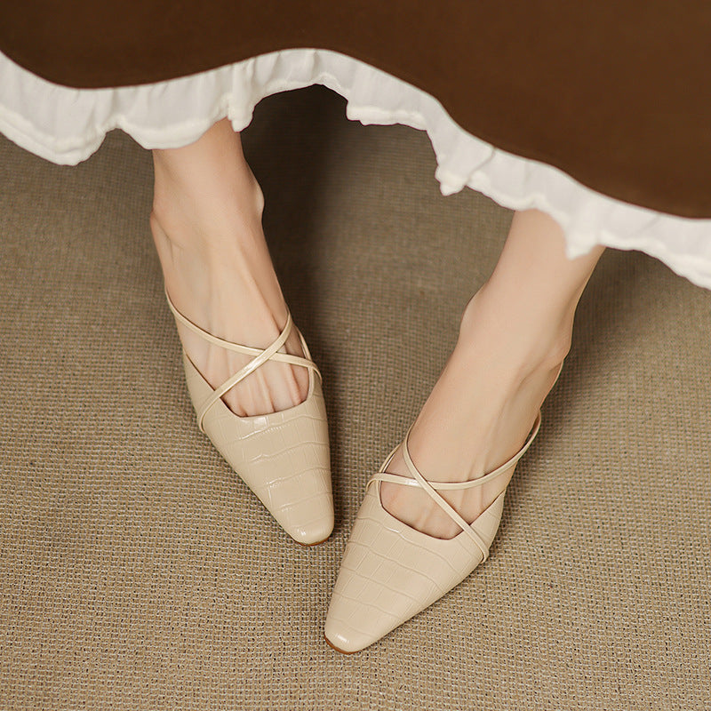 Véritable Mules en Cuir Mire