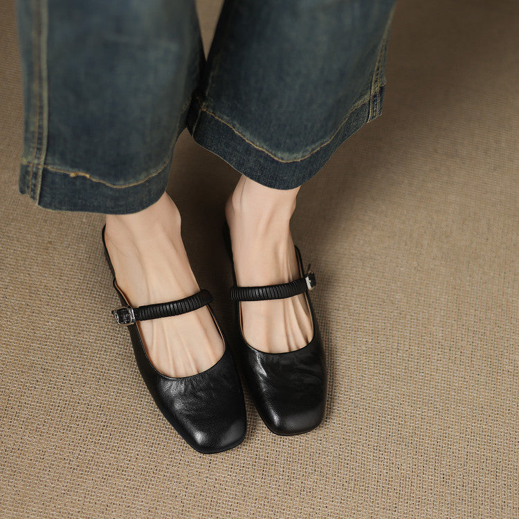 Mules Mary Jane en Cuir Authentique Novie