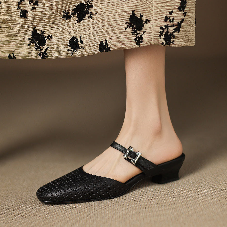 Véritable Mules en Cuir Ovia