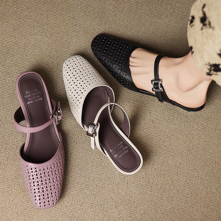 Véritable Mules en Cuir Ovia