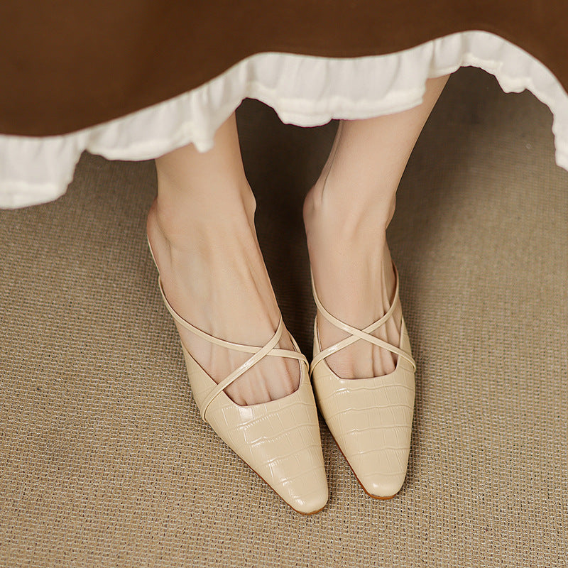 Véritable Mules en Cuir Mire
