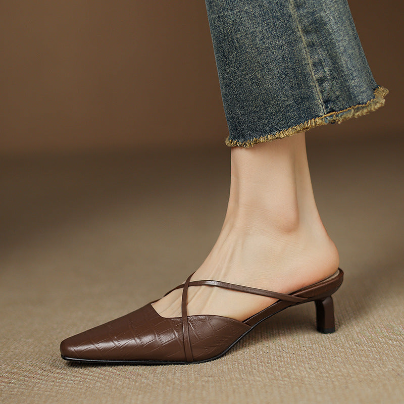 Véritable Mules en Cuir Mire