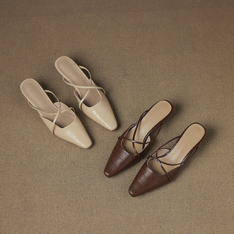 Véritable Mules en Cuir Mire