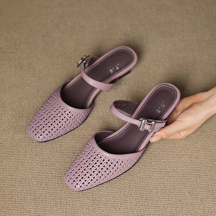 Véritable Mules en Cuir Ovia