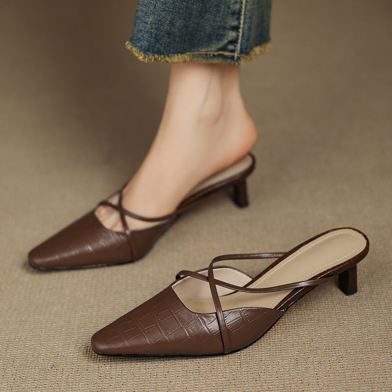 Véritable Mules en Cuir Mire