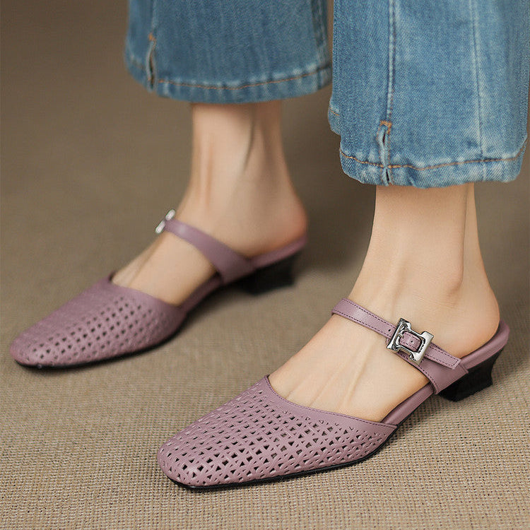 Véritable Mules en Cuir Ovia