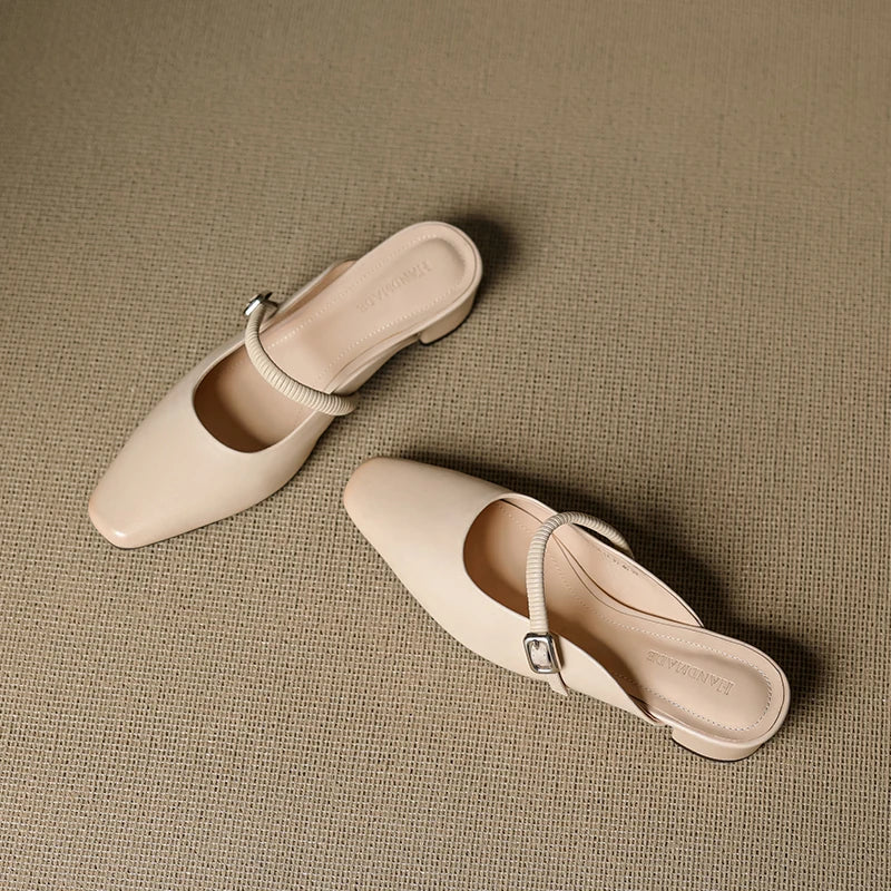 Mules Mary Jane en Cuir Authentique Kera