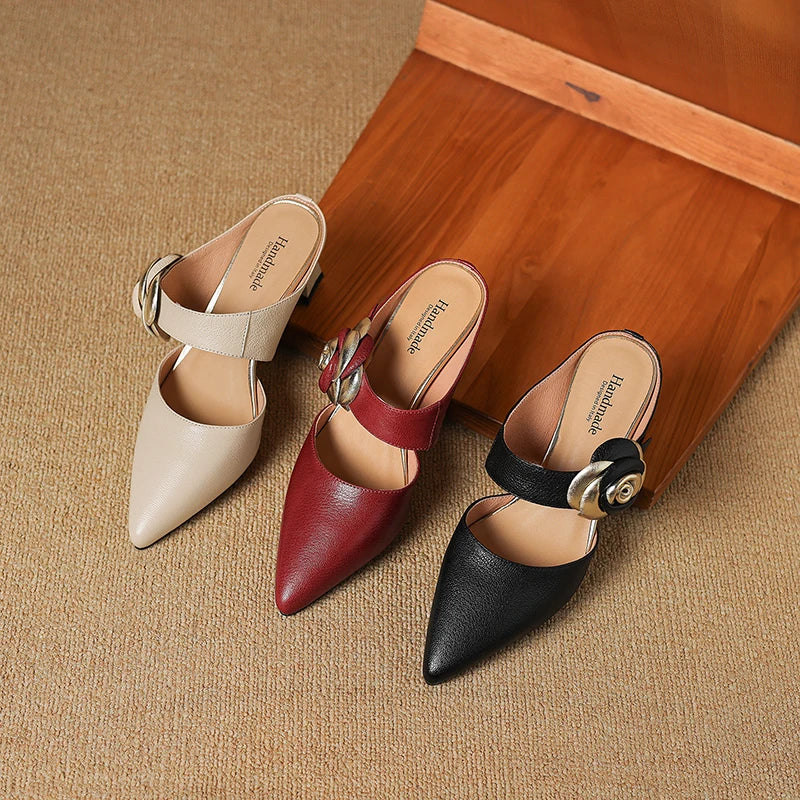 Escarpins en Cuir Véritable Grenat