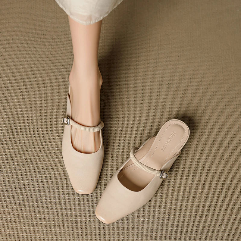 Mules Mary Jane en Cuir Authentique Kera