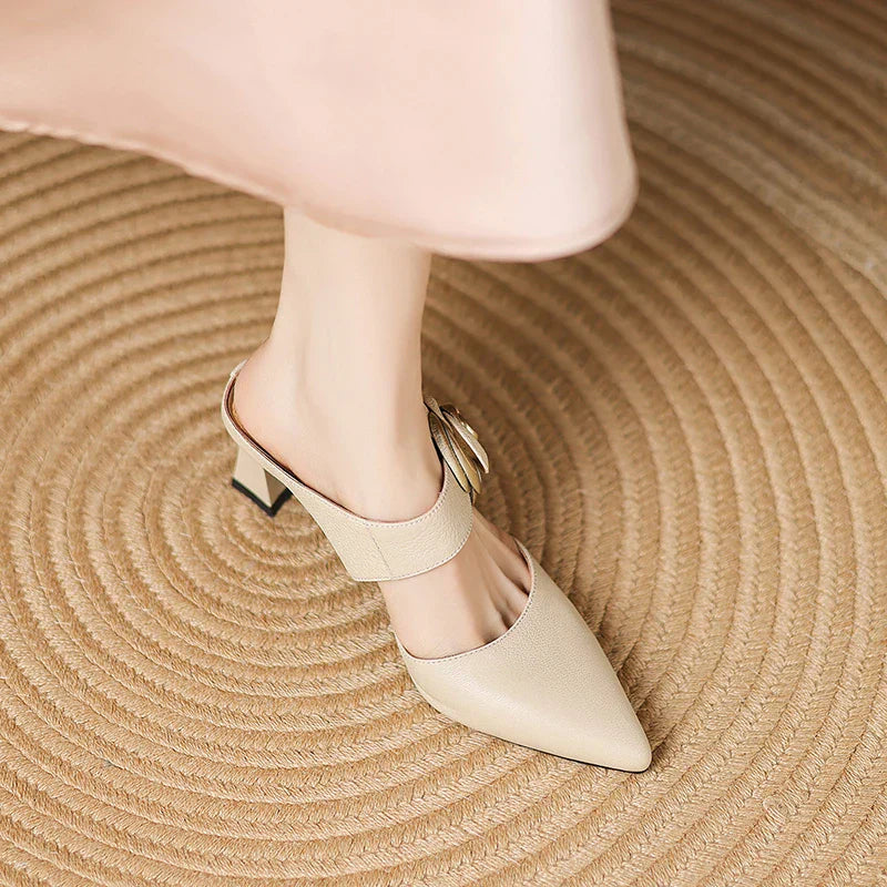 Escarpins en Cuir Véritable Grenat