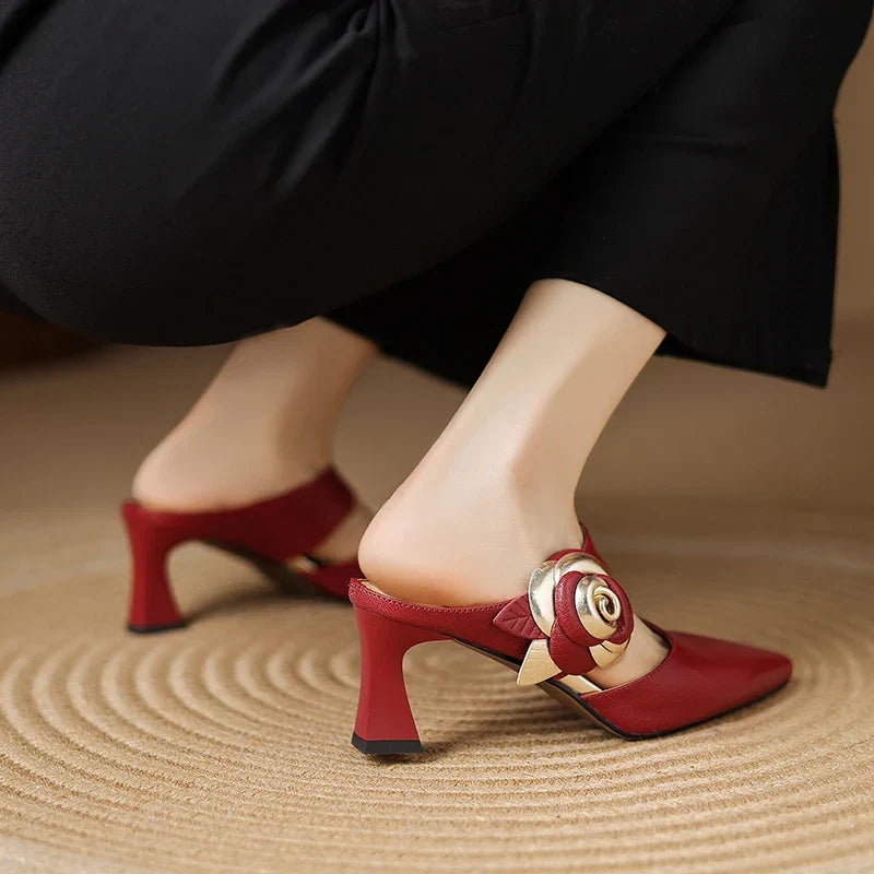Escarpins en Cuir Véritable Grenat
