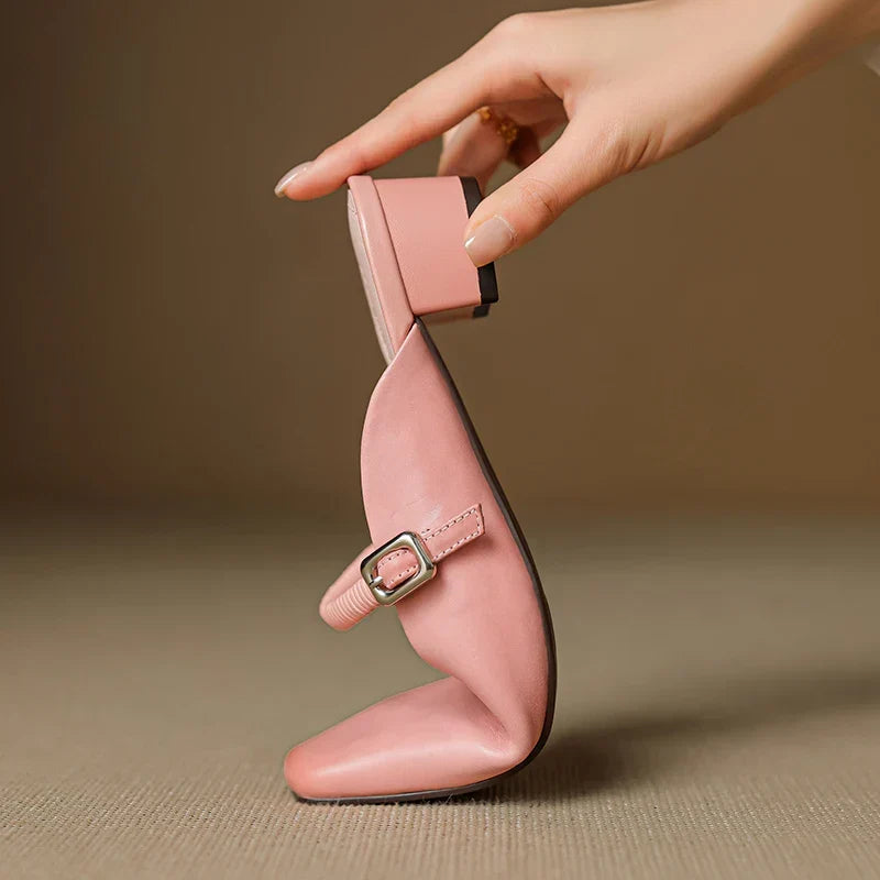 Mules Mary Jane en Cuir Authentique Kera