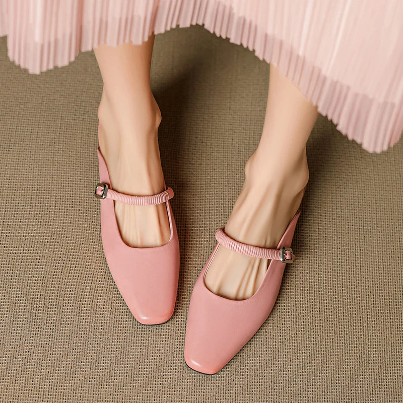 Mules Mary Jane en Cuir Authentique Kera