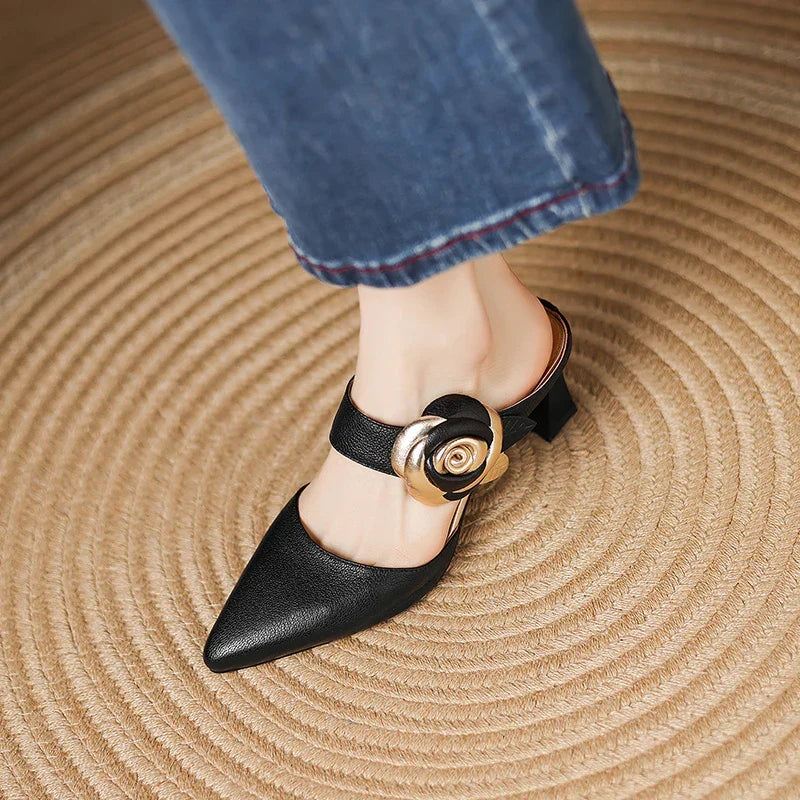 Escarpins en Cuir Véritable Grenat