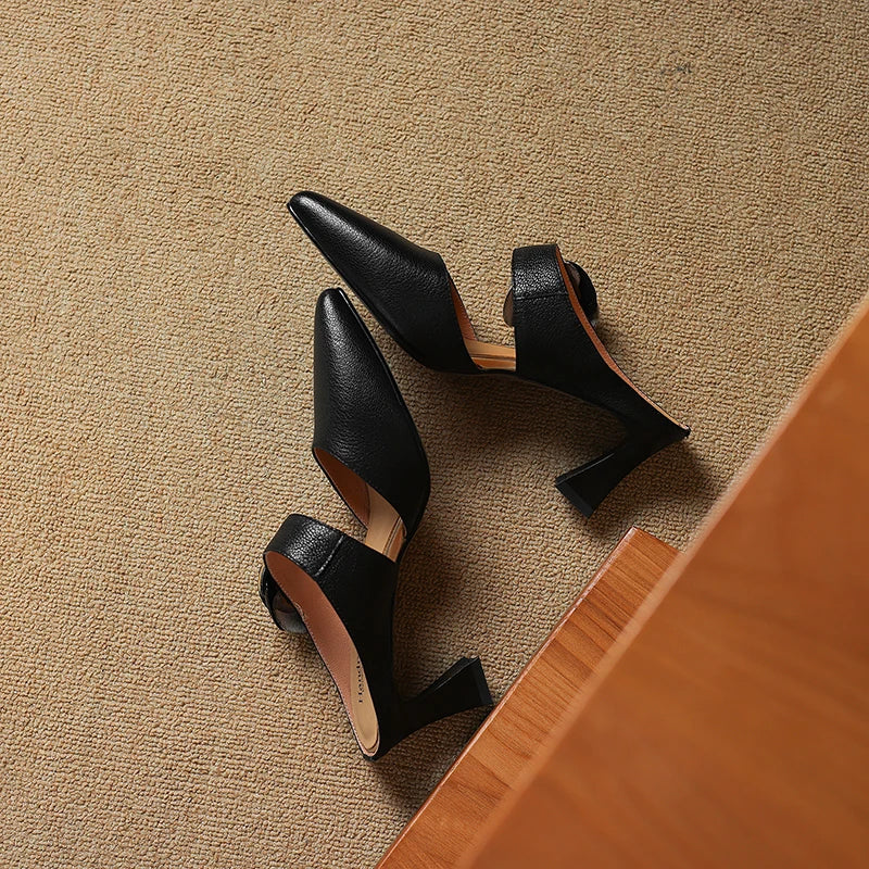 Escarpins en Cuir Véritable Grenat