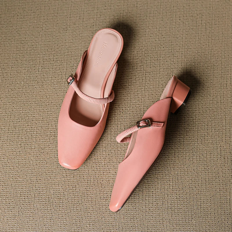 Mules Mary Jane en Cuir Authentique Kera