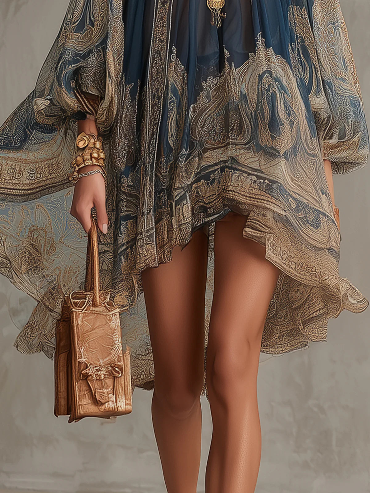Mini Robe en Mousseline Bleu Marine