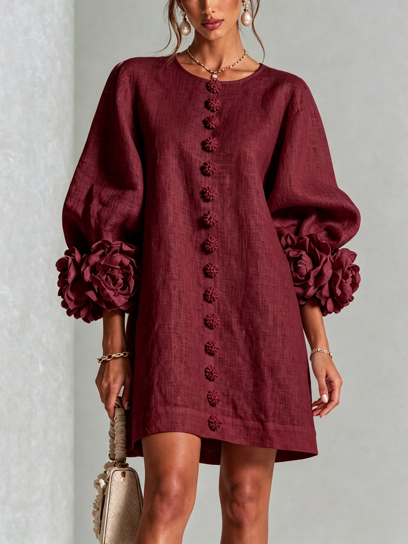 Robe Mini Florale Boutonnée