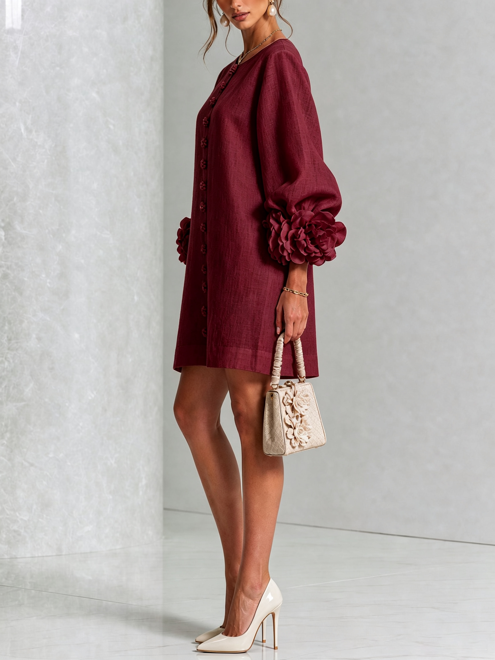 Robe Mini Florale Boutonnée