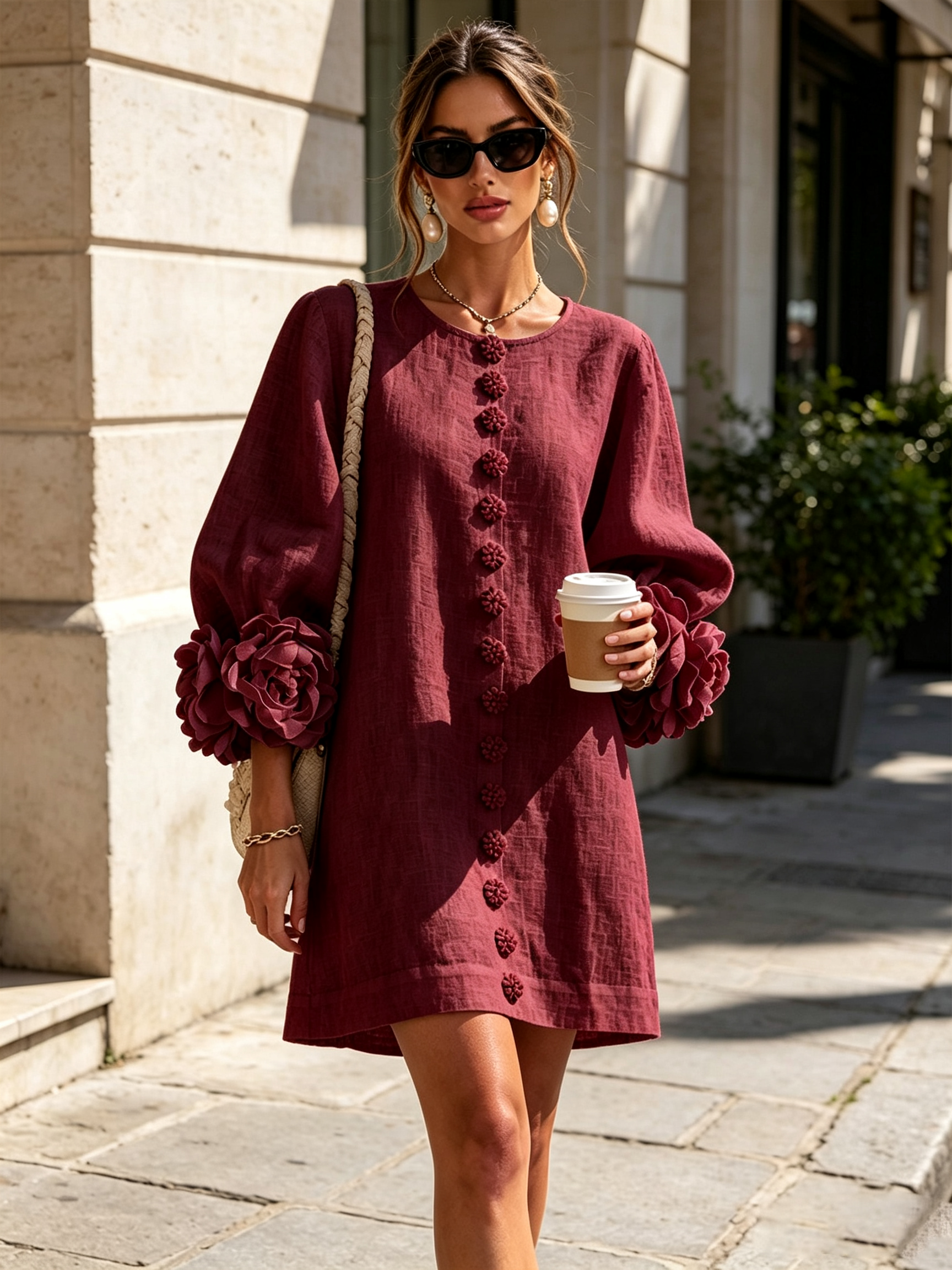 Robe Mini Florale Boutonnée