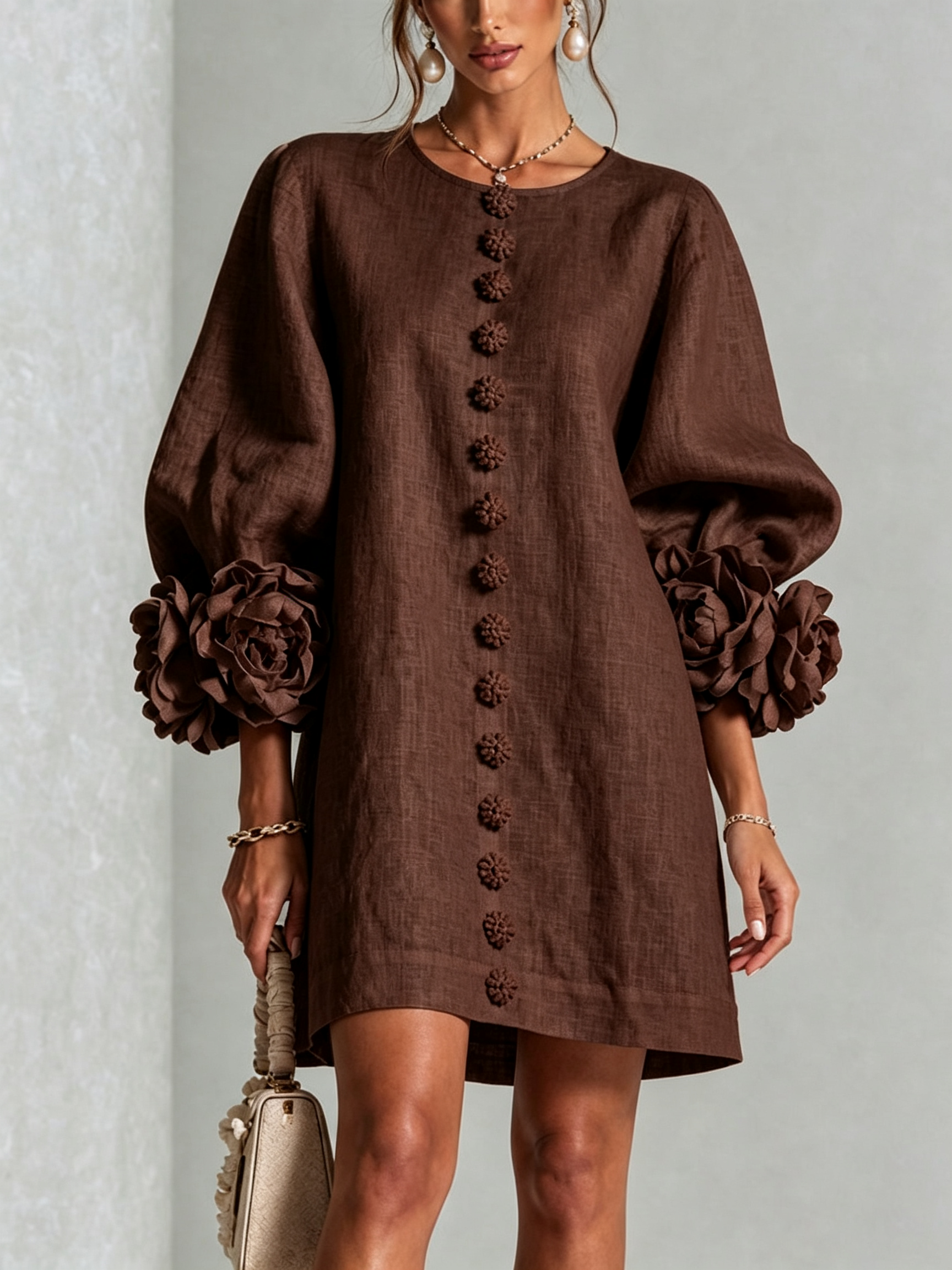 Robe Mini Florale Boutonnée
