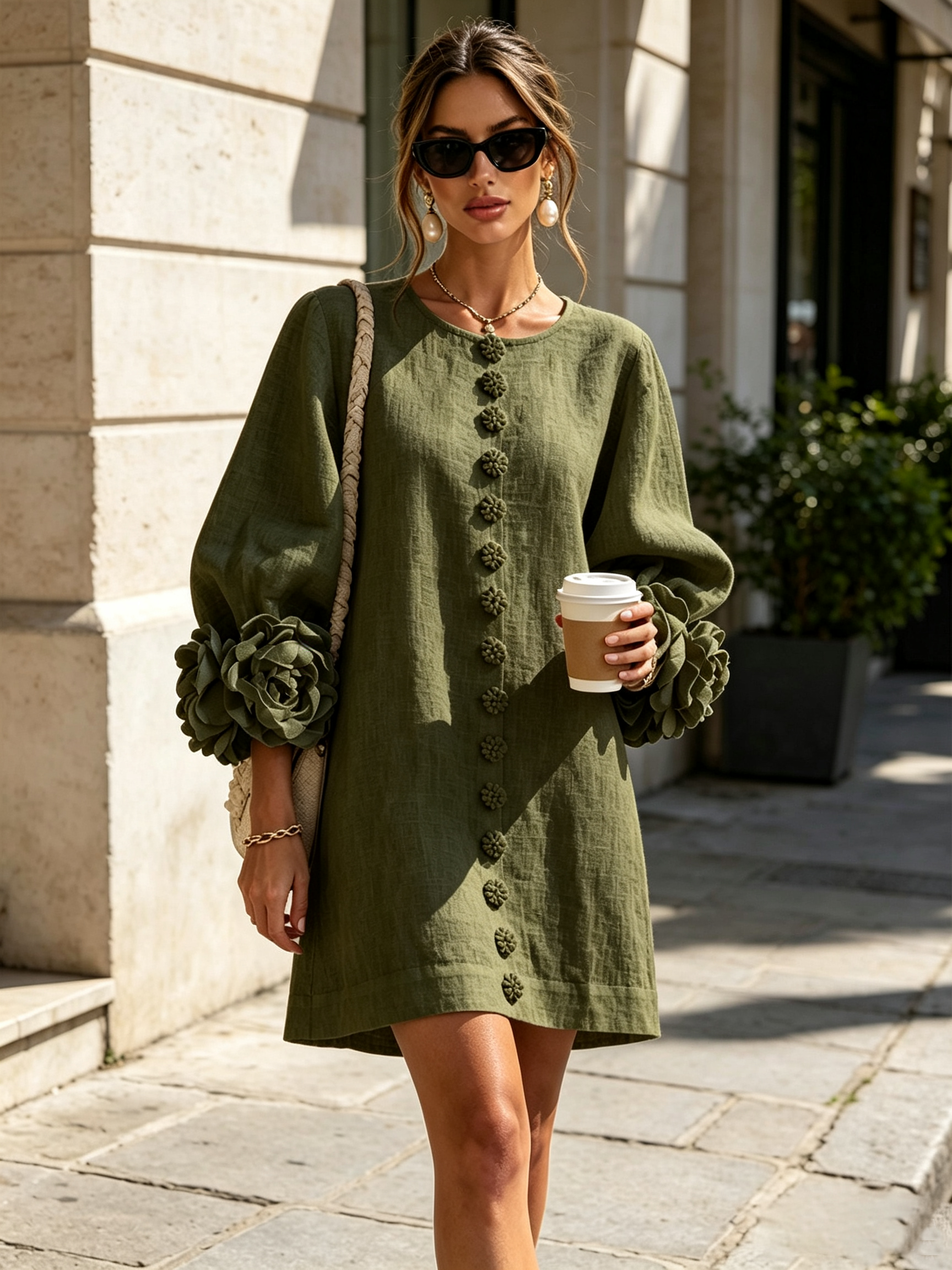 Robe Mini Florale Boutonnée