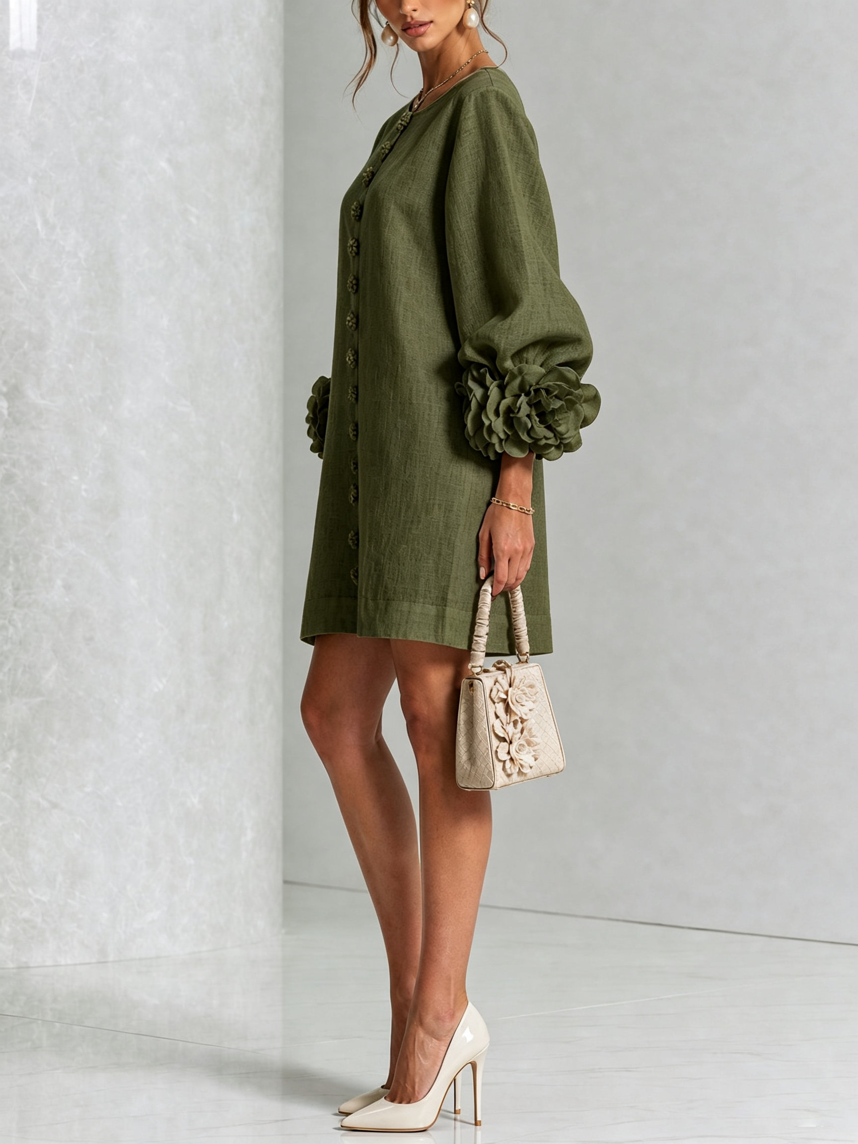 Robe Mini Florale Boutonnée