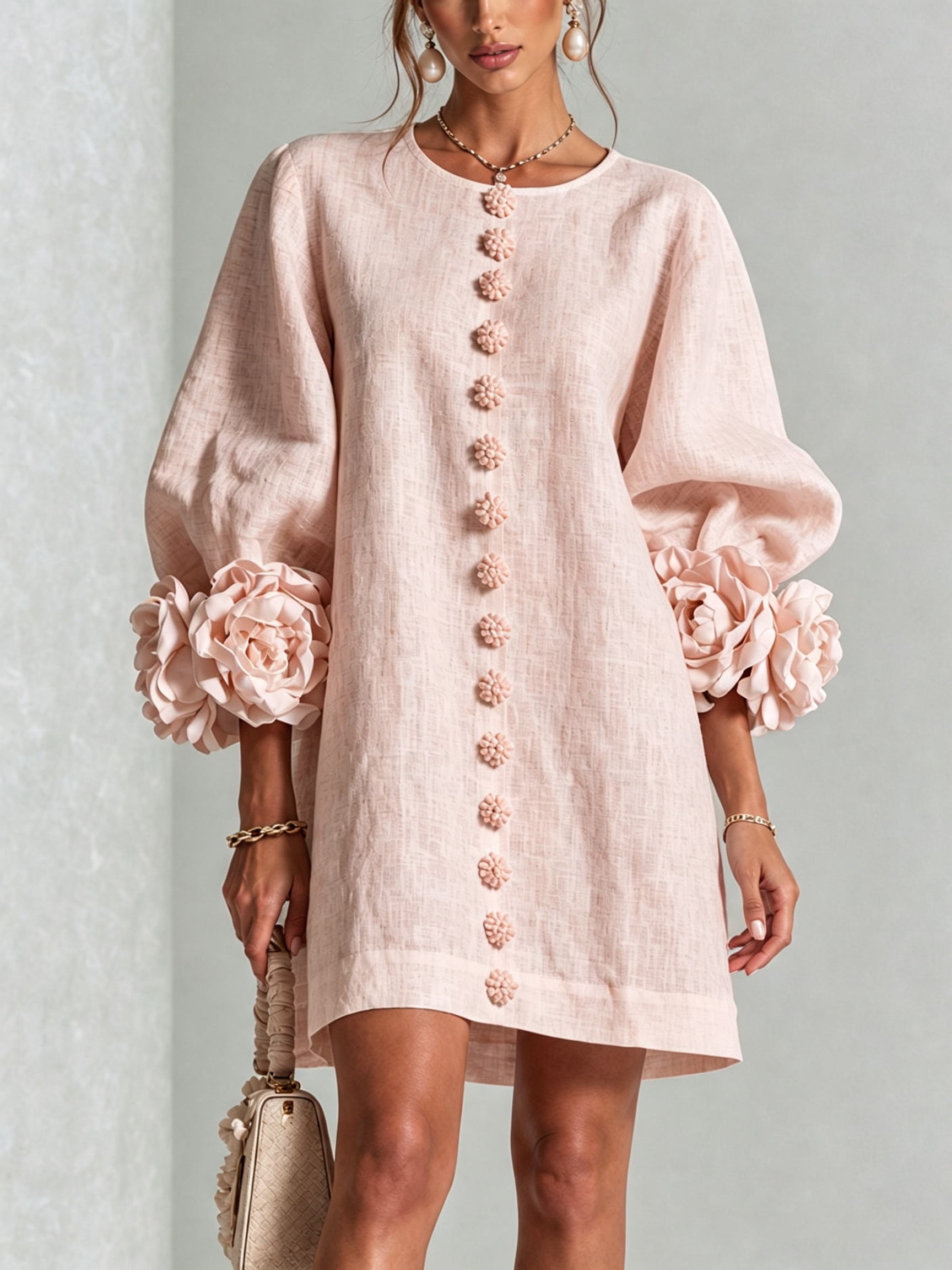 Robe Mini Florale Boutonnée