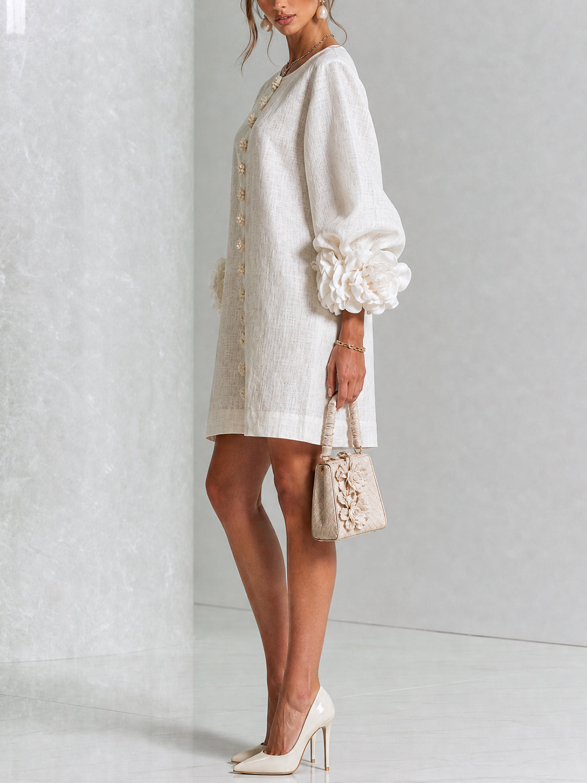 Robe Mini Florale Boutonnée