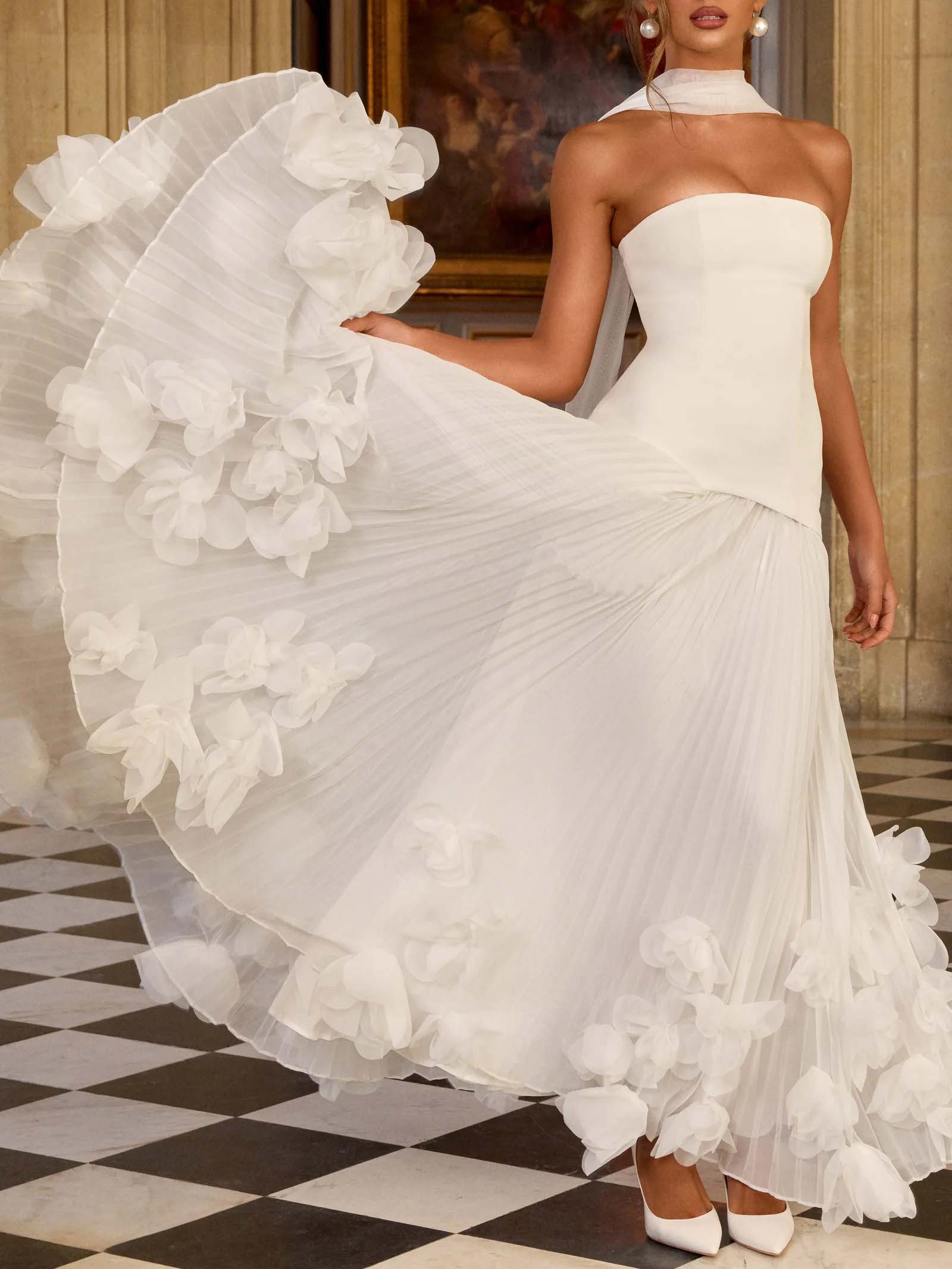 Maxi Dress with Petal Design